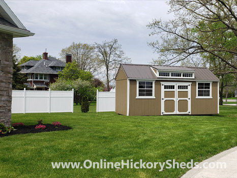 Hickory Sheds Dormer Utility Shed with Double 5 Lite Barn Doors