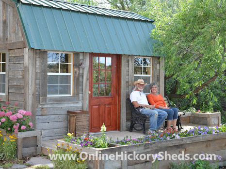 A couple happy with their new Hickory Shed