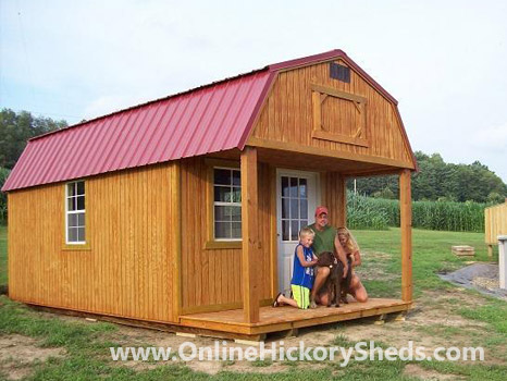 A family happy with their new Hickory Shed