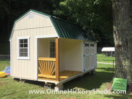 Hickory Sheds Lofted Side Porch Painted Navajo White